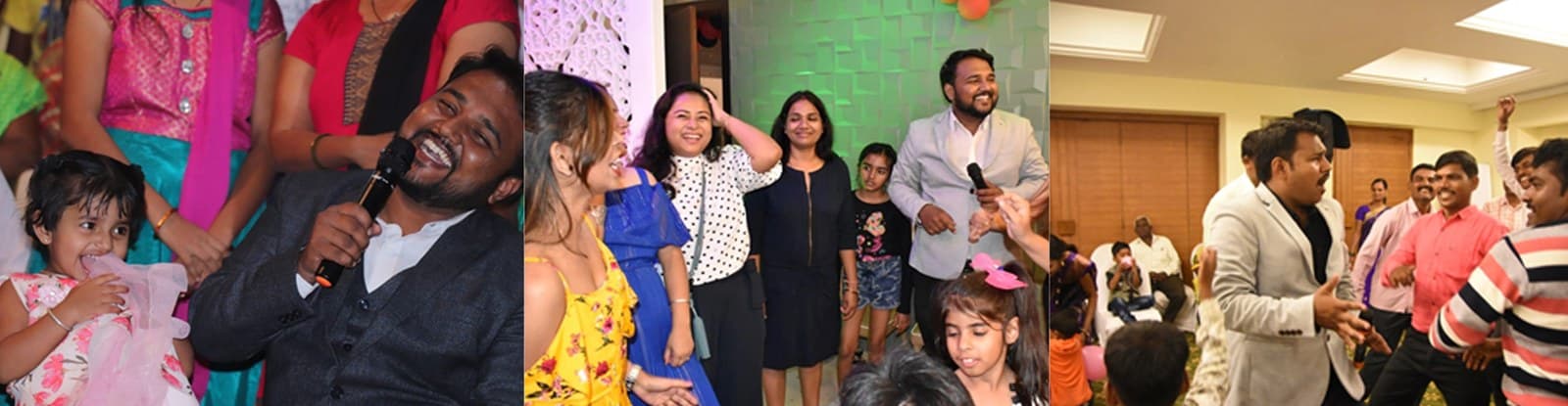 Anchor Akash Phalle leading games and interaction at a family event